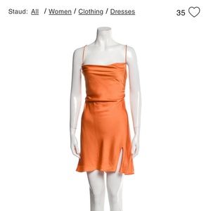 STAUD mini orange slip dress